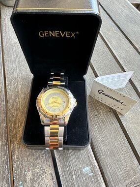 Genevex Men's Two-Tone Gold and Silver Dress Watch